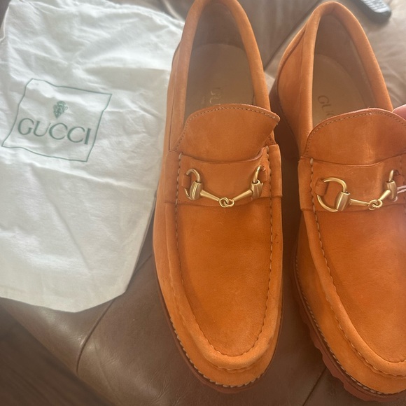 Gucci Vibrant Orange Loafers with Gold Accent main image 4